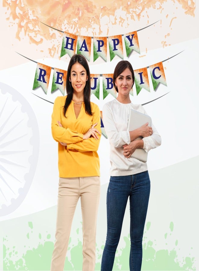 1iAM Republic Day Decoration Items | 1pc 13.6X10.3cm "HAPPY REPUBLIC DAY" Printed Paper Banner for Celebration of 26th January in Home, Party, Office, Club, School, Collage, Restaurant Decoration - Image 5